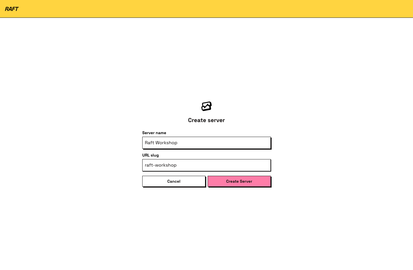 Create server screen
