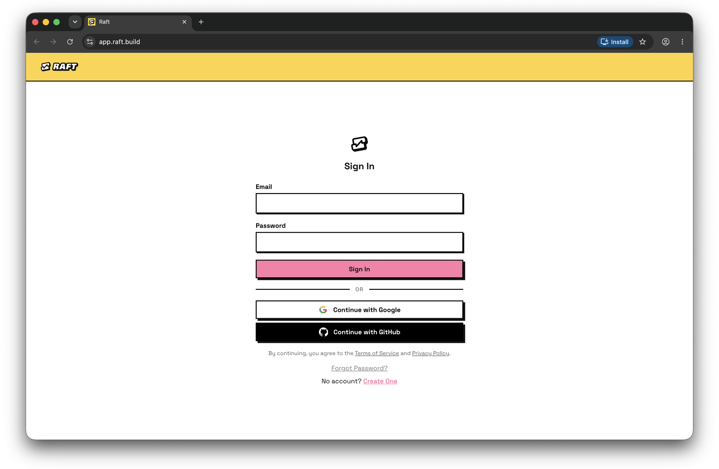 Installing Raft as a standalone app from the browser